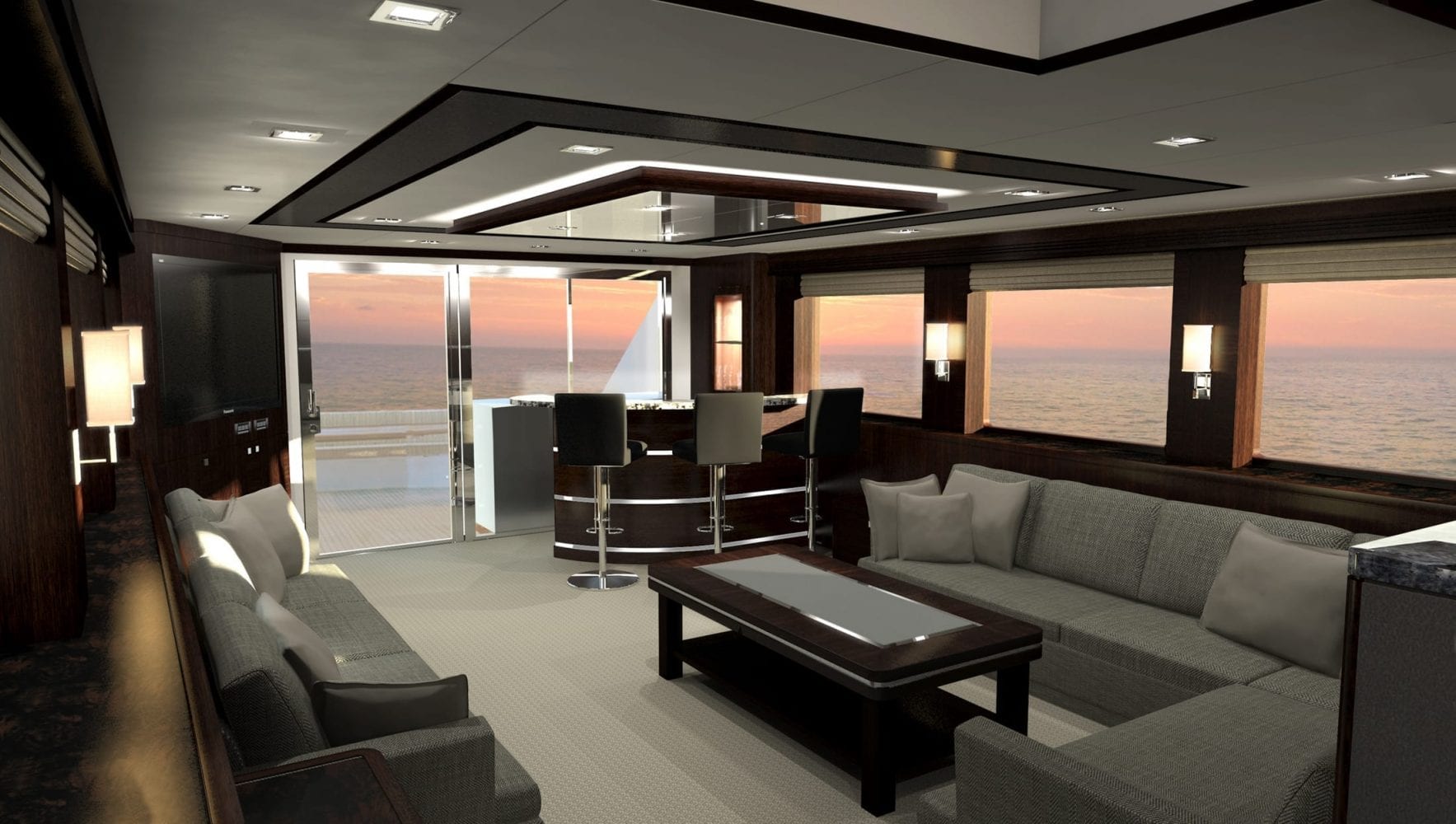 87' Outer Reef Ti Punch Main Salon Rendering