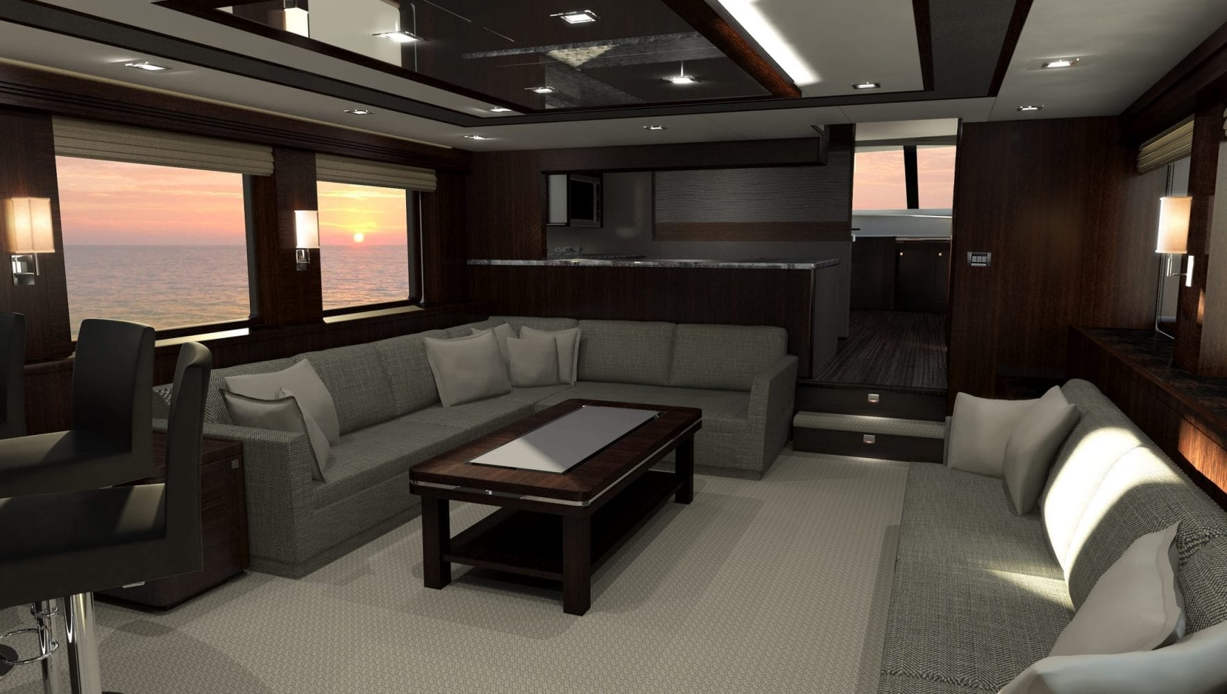 87' Outer Reef Ti Punch Main Salon Rendering 2