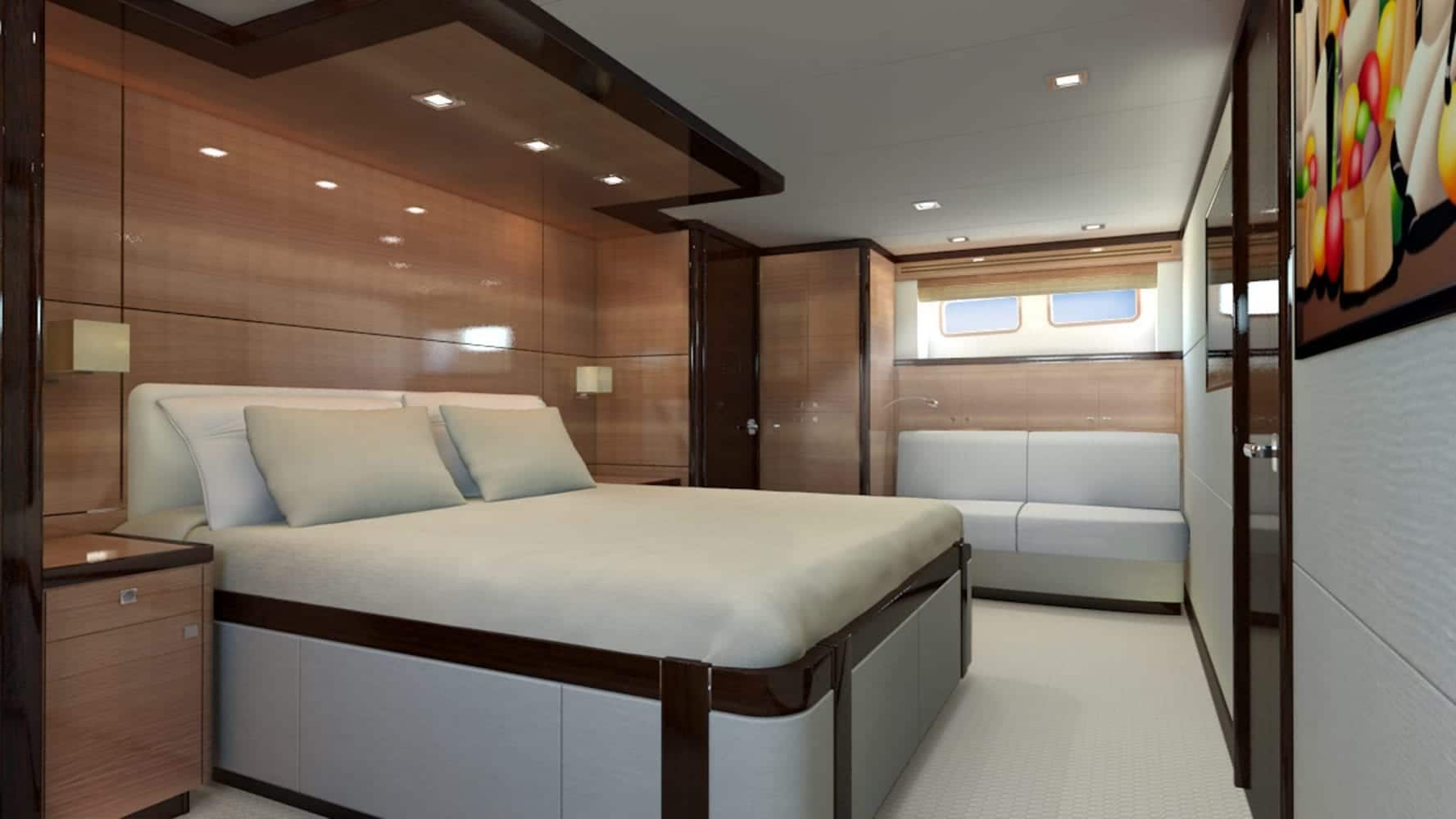 87' Outer Reef Ti Punch Master Stateroom Rendering