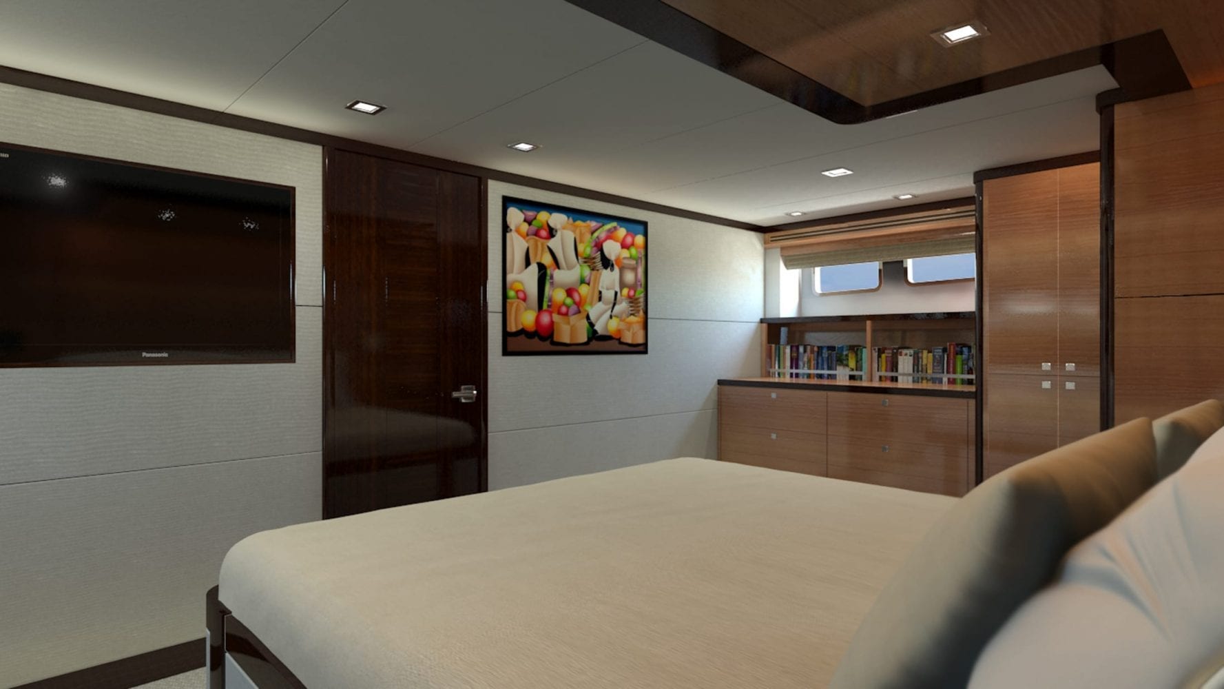 87' Outer Reef Ti Punch Master Stateroom Rendering 2