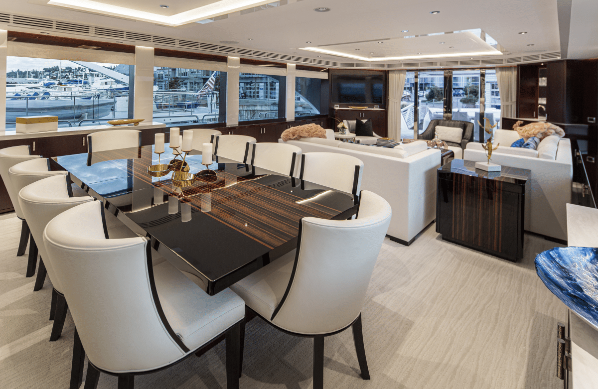 125′ Westport Yacht Castlefinn Dining Salon
