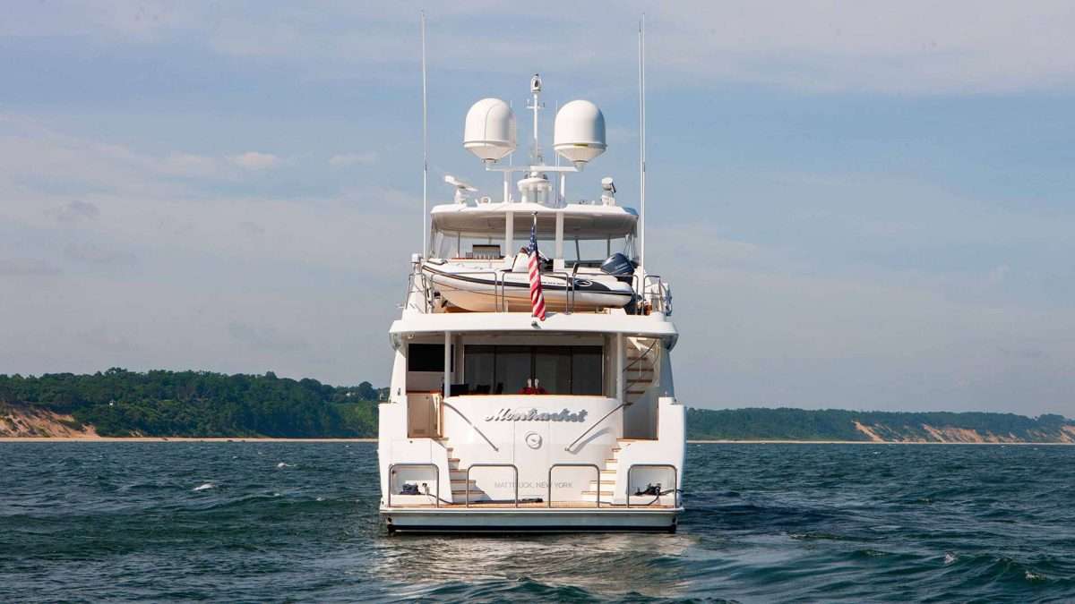 CONVERTING A WESTPORT 112 YACHT FROM TRADITIONAL TO NANTUCKET CHIC MONTRACHET EXTERIOR