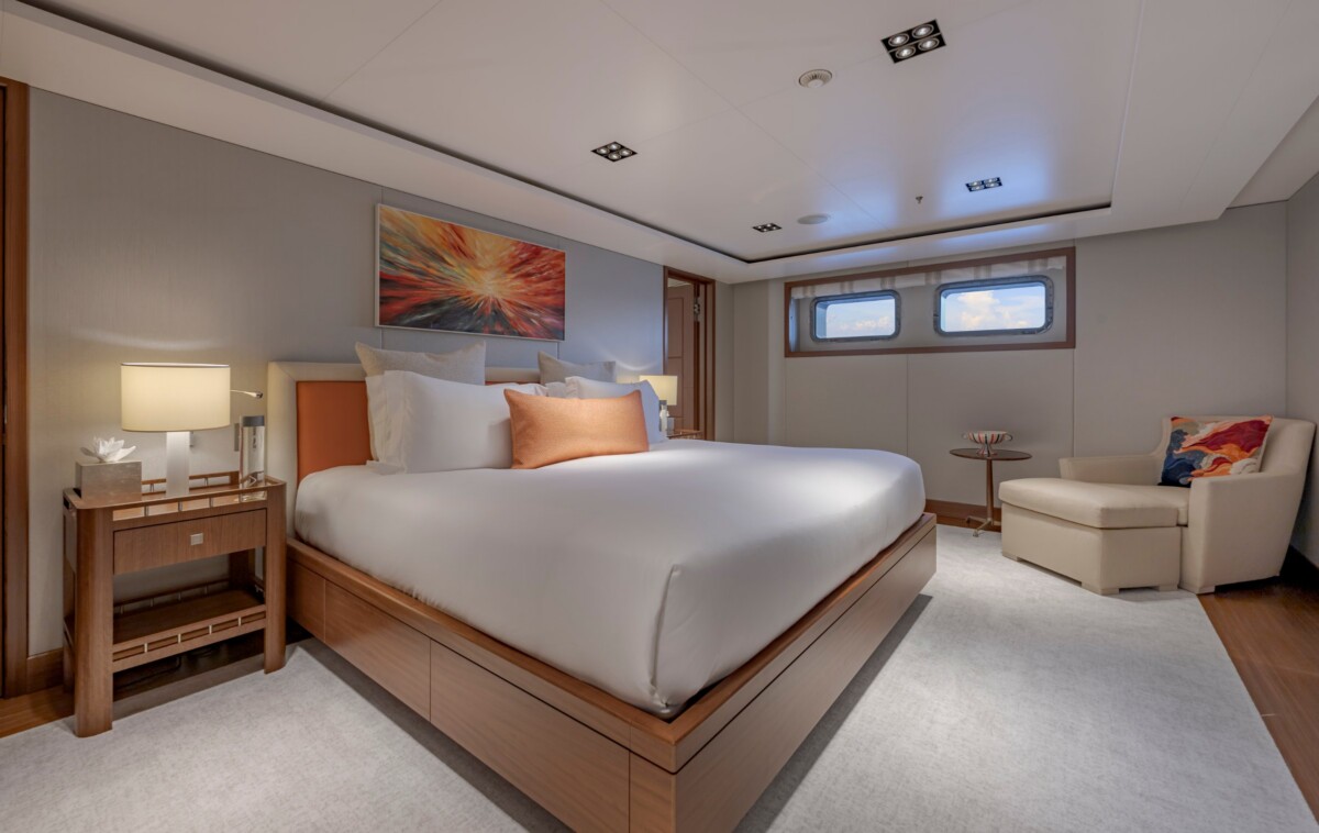 73M Admiral Guest Stateroom 73M Admiral yacht guest stateroom by Destry Darr Designs