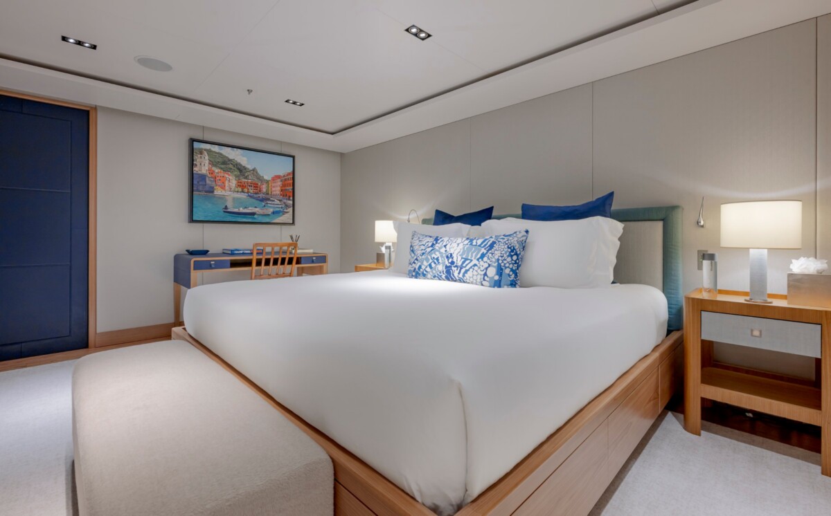 73M Admiral Guest Stateroom 73M Admiral yacht guest stateroom by Destry Darr Designs