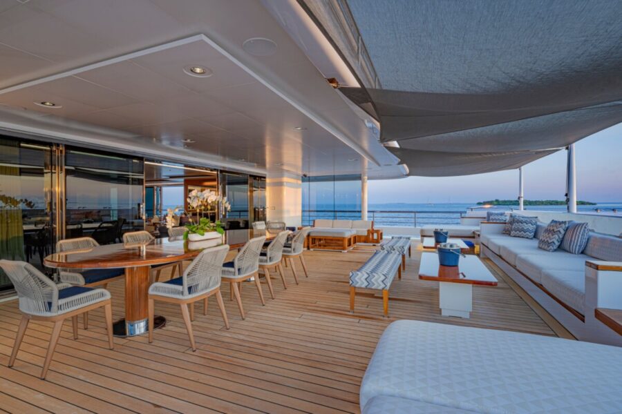73M Admiral Sky Lounge Aft Deck 73M Admiral yacht sky lounge aft deck by Destry Darr Designs