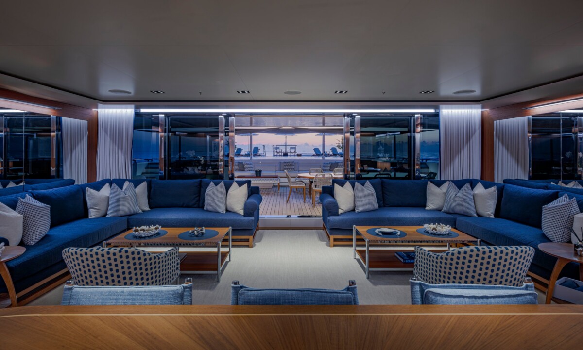 73M Admiral yacht sky lounge by Destry Darr Designs
