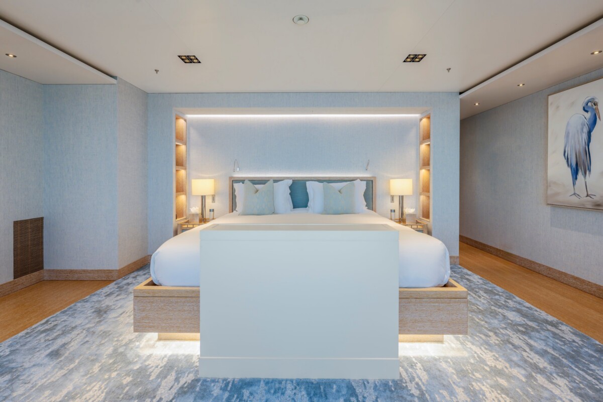 73M Admiral VIP Stateroom 73M Admiral yacht vip stateroom by Destry Darr Designs